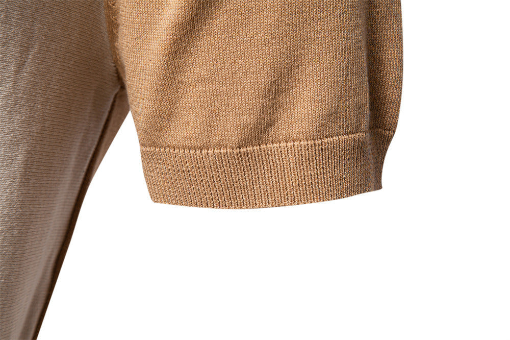 Casual Colorblock Striped Knit Polo Shirt