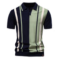 Casual Colorblock Striped Knit Polo Shirt