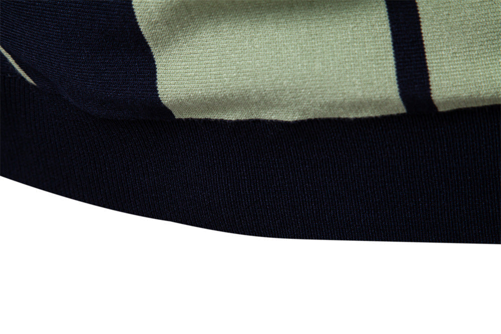 Casual Colorblock Striped Knit Polo Shirt
