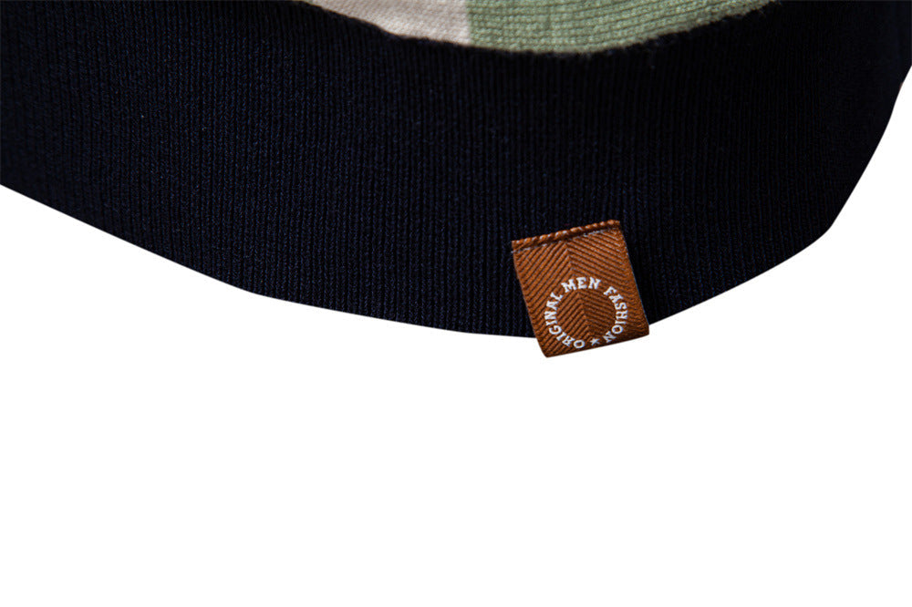 Casual Colorblock Striped Knit Polo Shirt