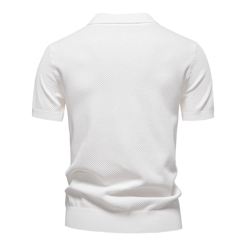 Men’s Textured Knit Polo Shirt