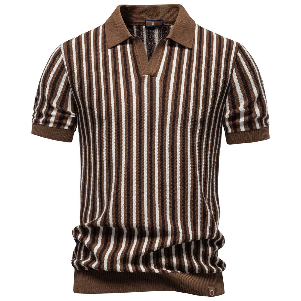 Men’s Striped Knit polo Shirt
