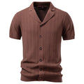 Button-Up Knit Polo Shirt