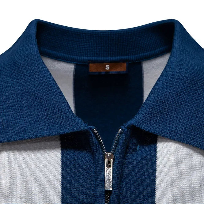 Men’s Bold Stripe Zip Polo Shirt