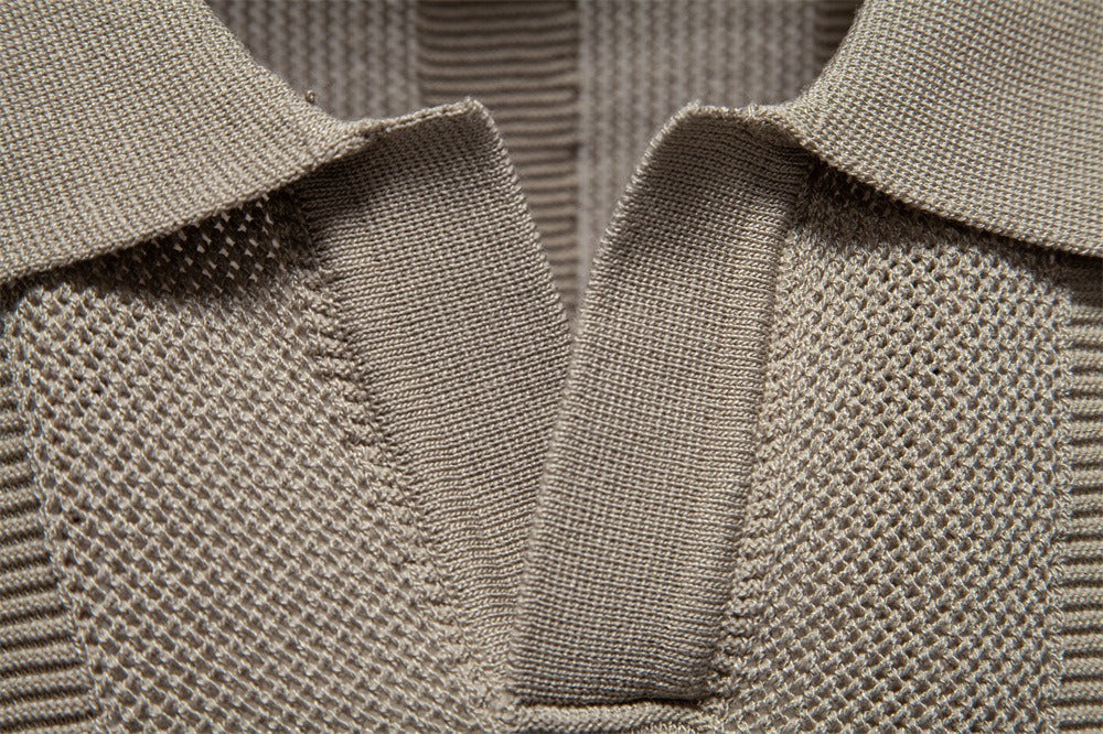 Men’s Ribbed Knit Polo Shirt