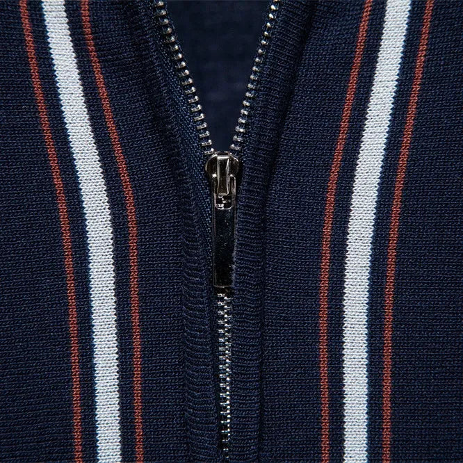 Men’s Striped Zip Knit Polo