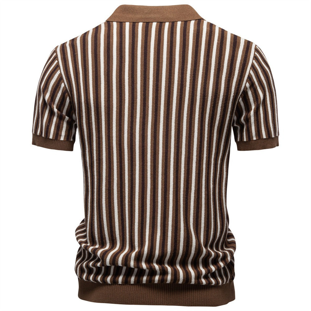 Men’s Striped Knit polo Shirt
