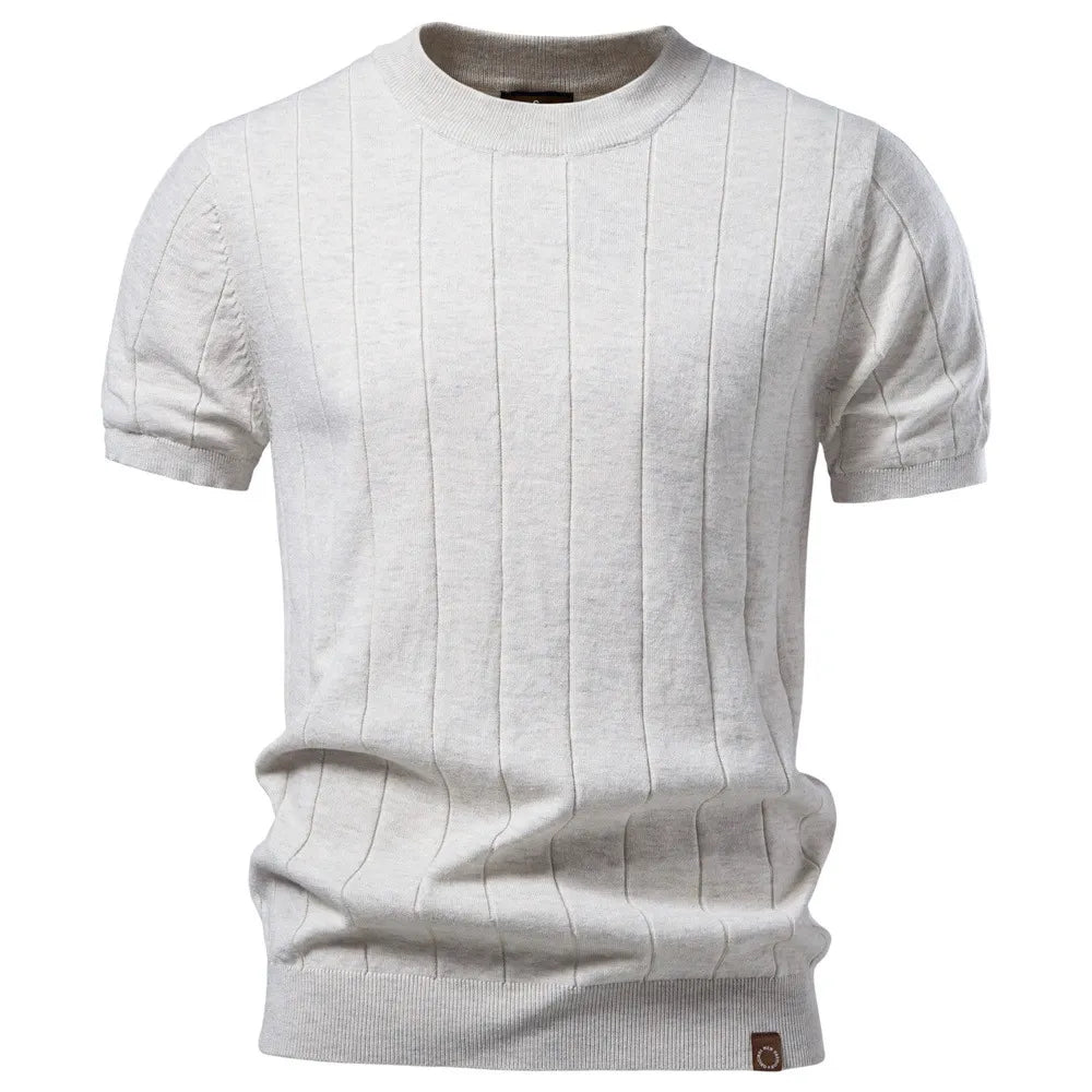 Textured Cotton Knit T-Shirt