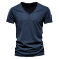 Men’s Solid Slub Cotton V-Neck T-Shirt