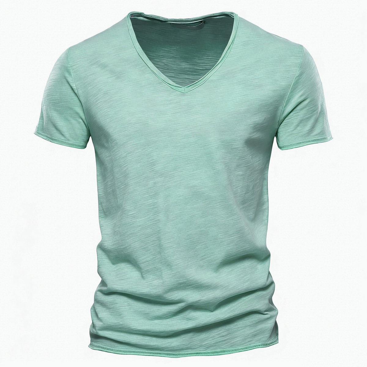 Men’s Solid Slub Cotton V-Neck T-Shirt