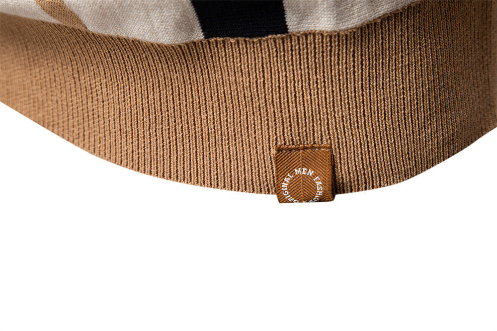 Casual Colorblock Striped Knit Polo Shirt