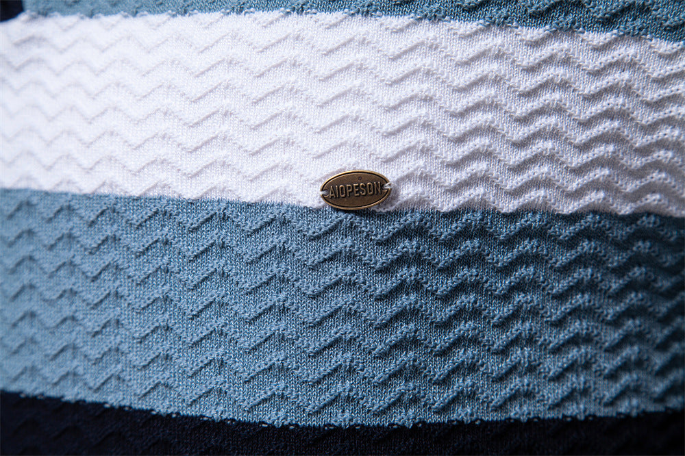 Men’s Striped Zip Polo Shirt