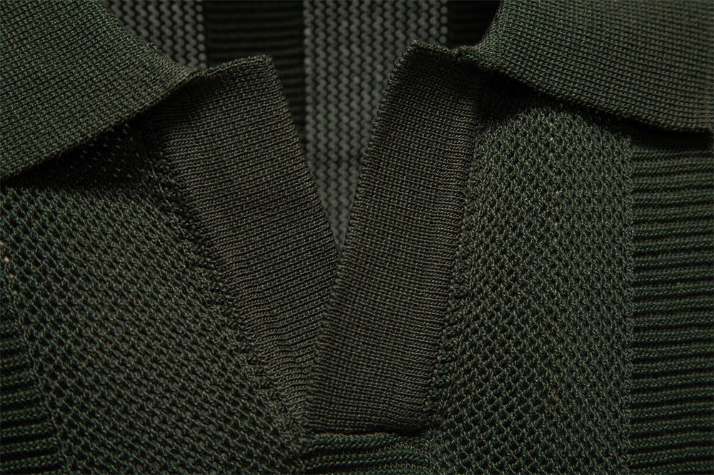 Men’s Ribbed Knit Polo Shirt