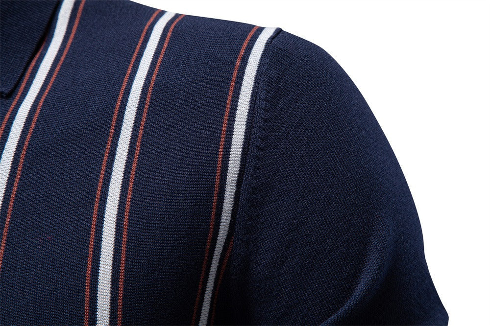 Men’s Striped Zip Knit Polo