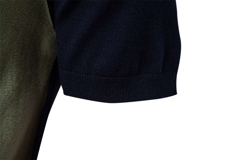 Casual Colorblock Striped Knit Polo Shirt