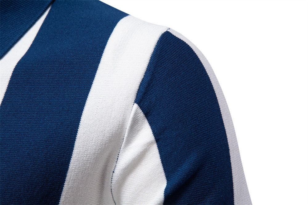 Men’s Bold Stripe Zip Polo Shirt