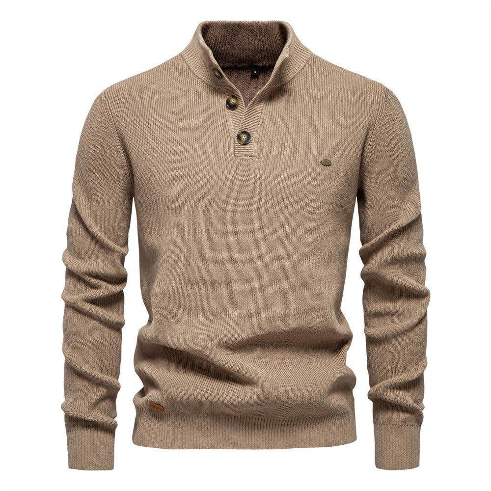 Men's Textured Mock Neck Pullover Sweater