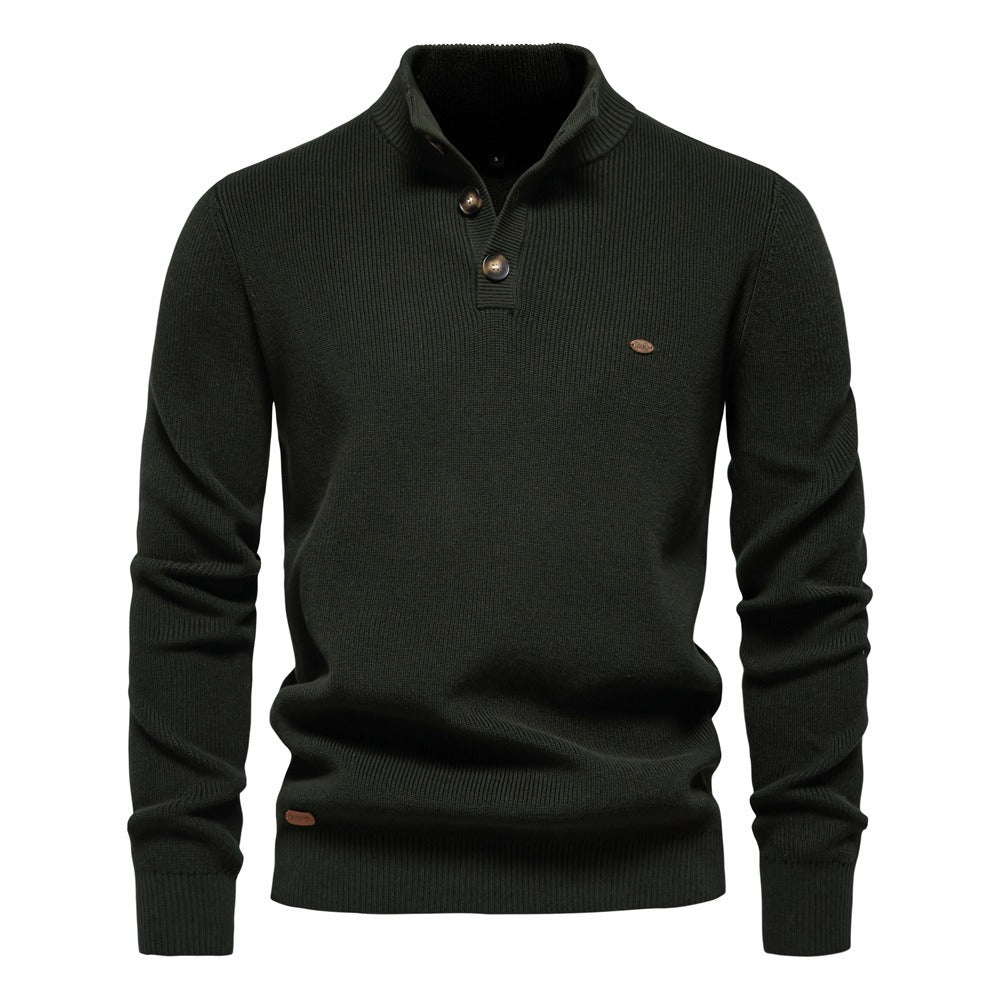 Men's Textured Mock Neck Pullover Sweater