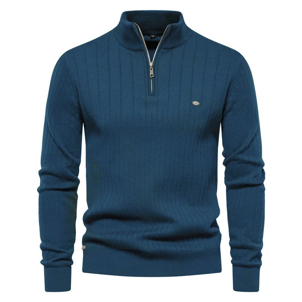 Men's Ribbed Mock Neck Knit Sweater