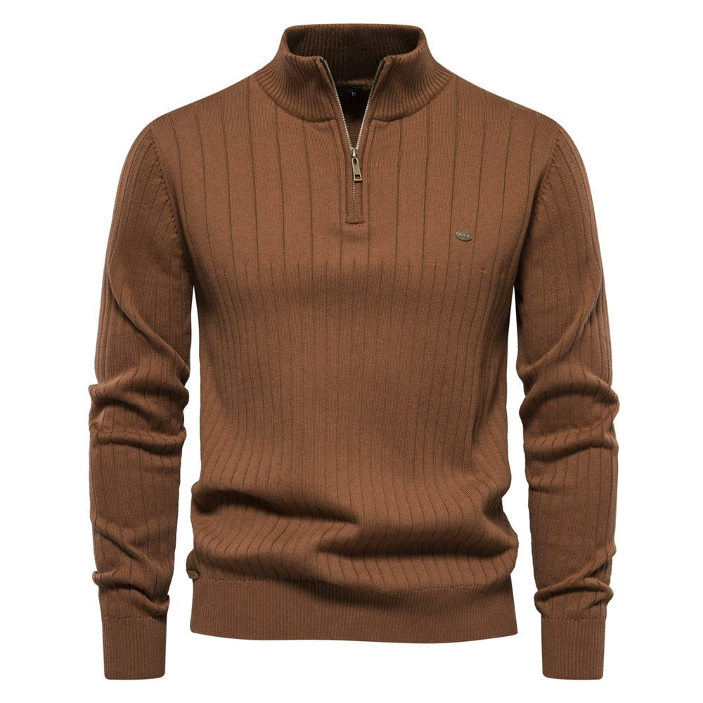 Men's Ribbed Mock Neck Knit Sweater