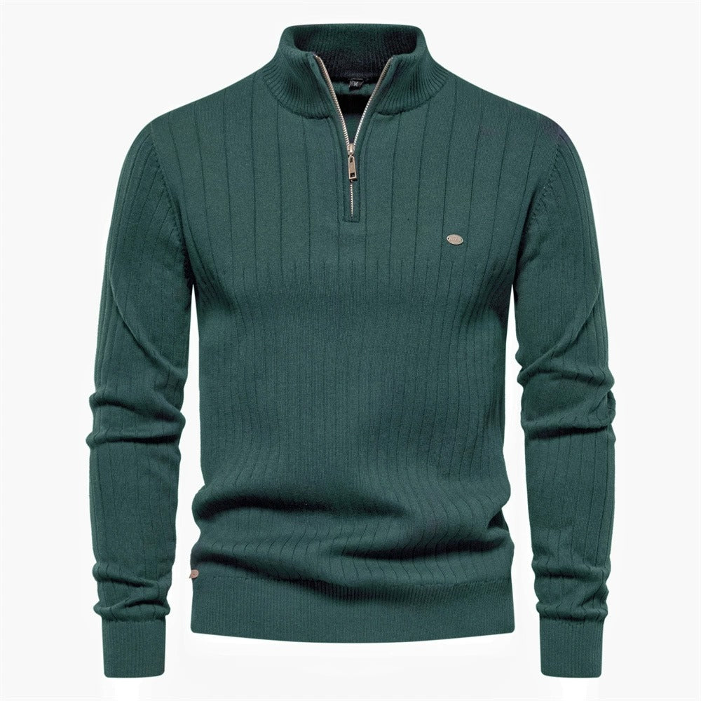 Men's Ribbed Mock Neck Knit Sweater