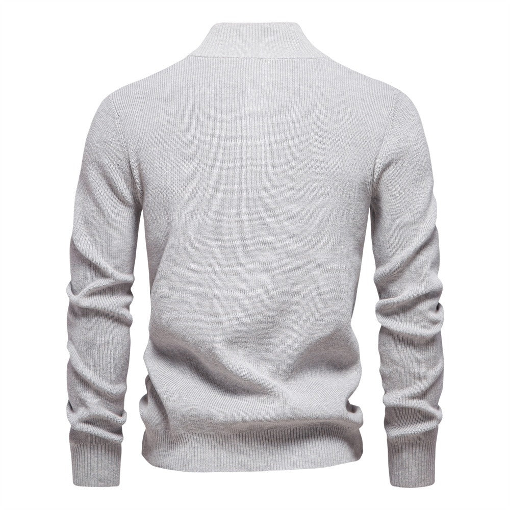 Men's Textured Mock Neck Pullover Sweater