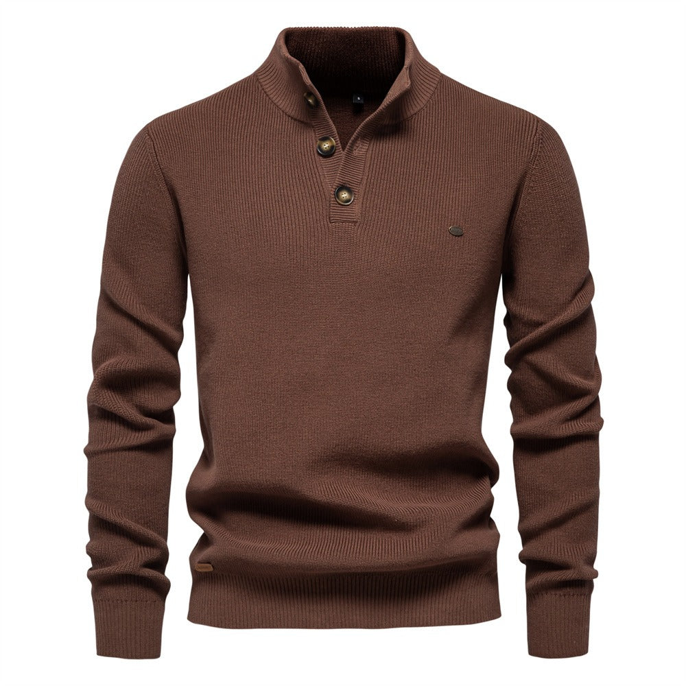 Men's Textured Mock Neck Pullover Sweater