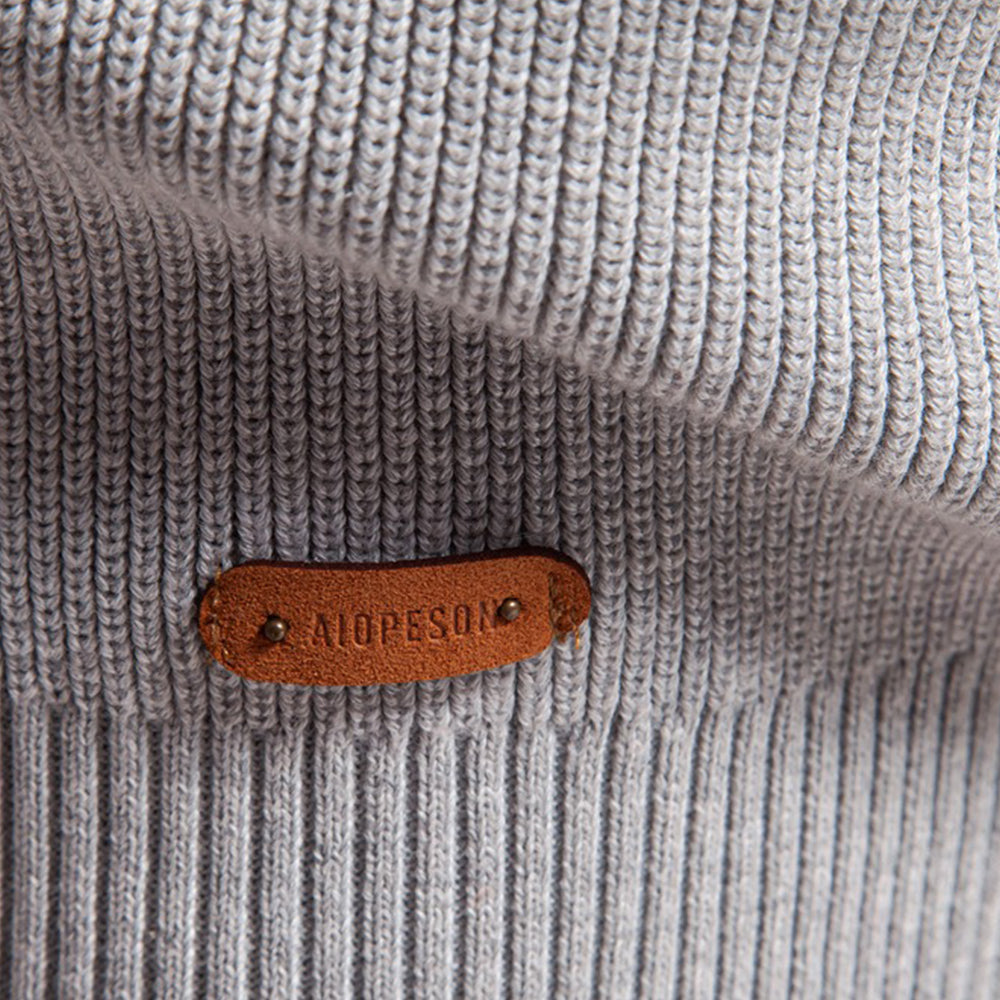 Men's Textured Mock Neck Pullover Sweater