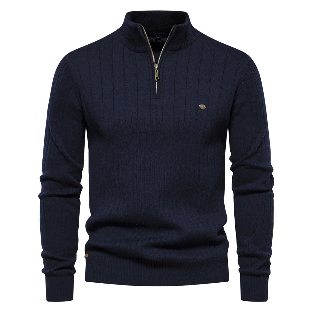 Men's Ribbed Mock Neck Knit Sweater