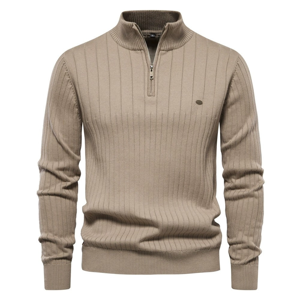 Men's Ribbed Mock Neck Knit Sweater