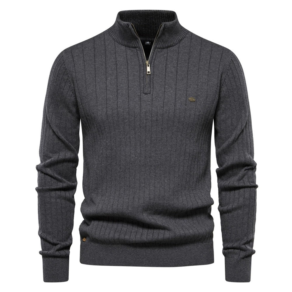 Men's Ribbed Mock Neck Knit Sweater
