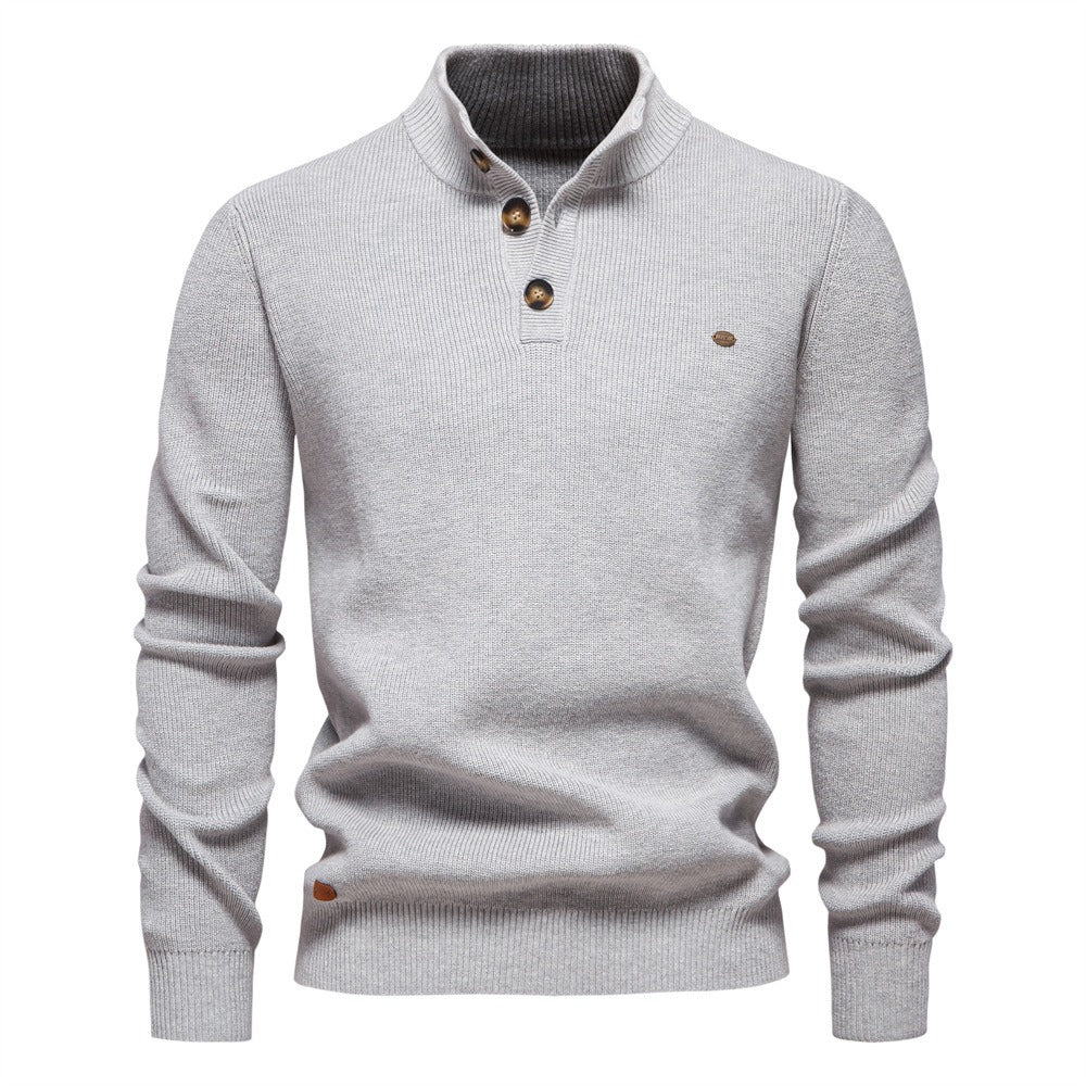 Men's Textured Mock Neck Pullover Sweater