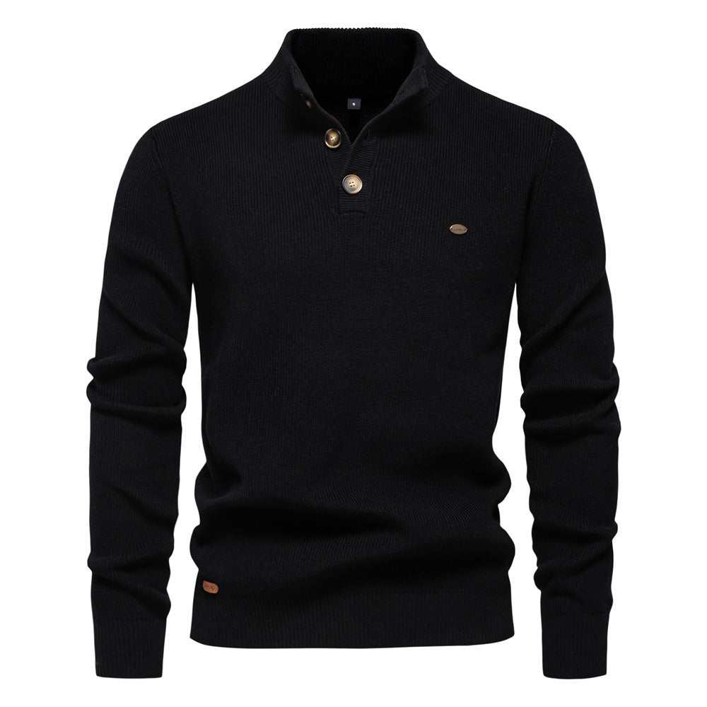Men's Textured Mock Neck Pullover Sweater