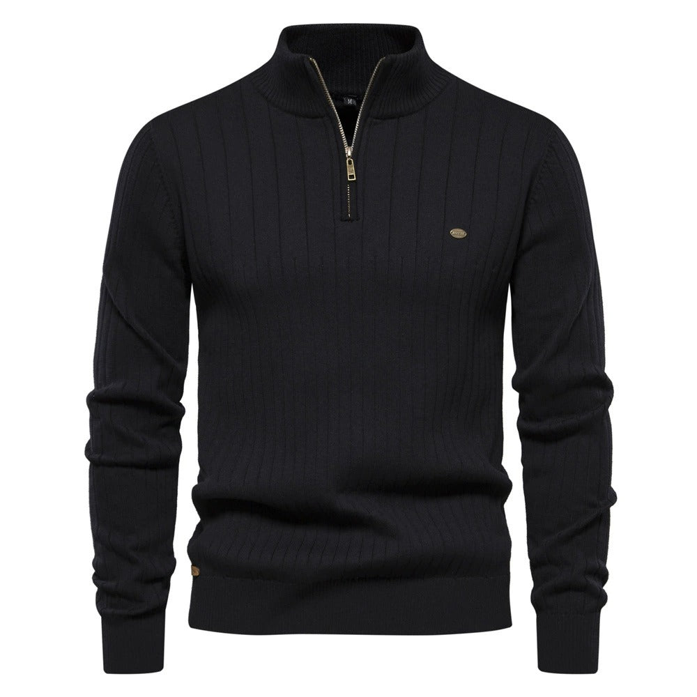 Men's Ribbed Mock Neck Knit Sweater
